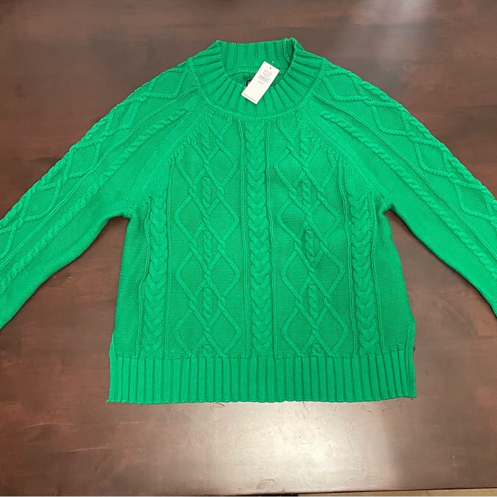 Gap XS Emerald Green Cable Knit Sweater